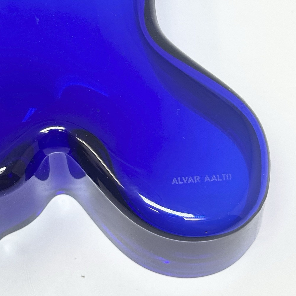 IIttala Alvar Aalto Glass Votive Candle Holder Vase Bowl - COBALT BLUE - Finland - Picture 4 of 11